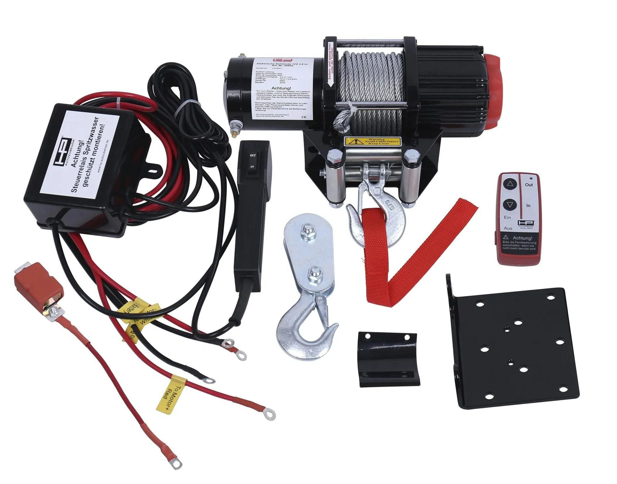 SEILWINDE Profi 4.800 kg, mit Funk- & Kabelfernbedienung - Schwarz, Metall (28/40.5/17cm) - Westfalia