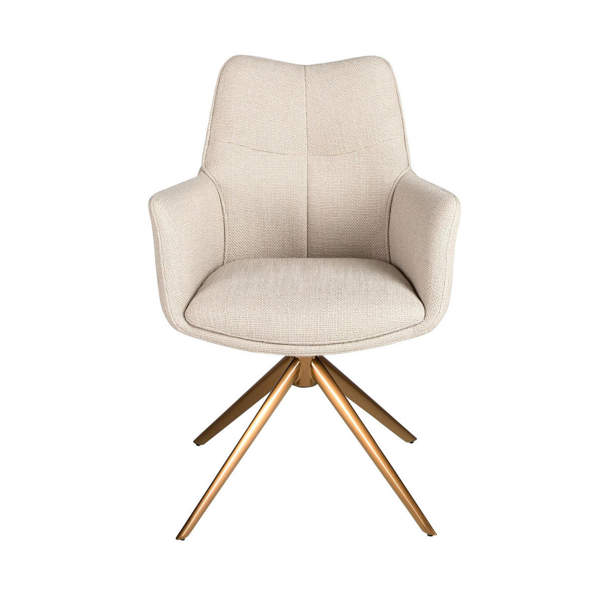 STUHL Drehstuhl aus cremefarbenem Stoff 61/63/85 cm - Ecru/Messingfarben, Textil/Metall (61/85/63cm) - ANGEL CERDA