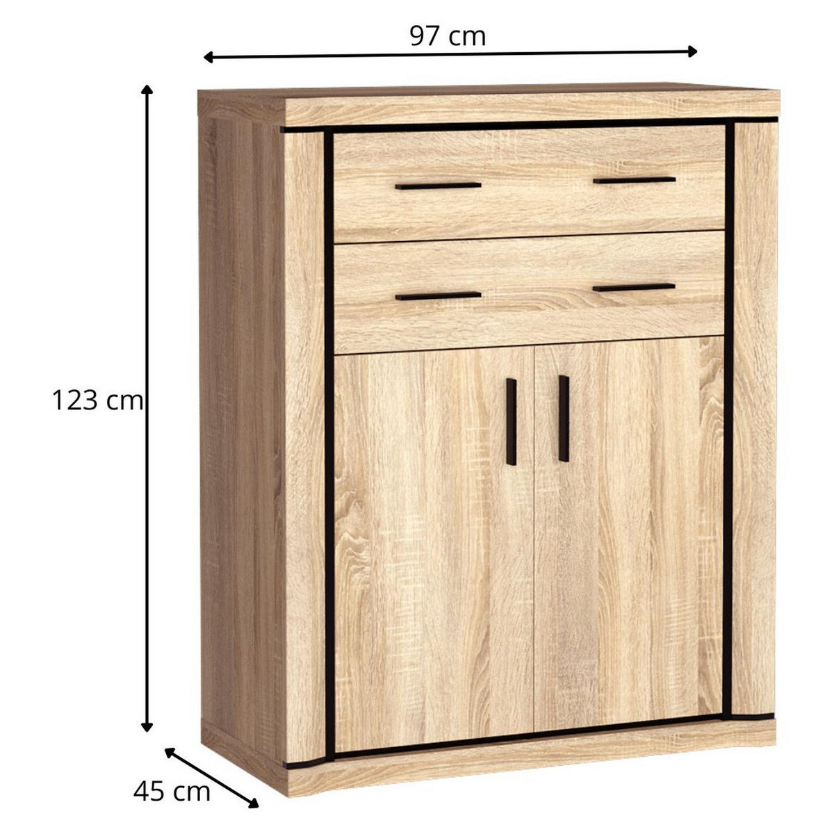 KOMMODE Dallas D-6 97 x 123 x 45 cm Eiche Sonoma - Sonoma Eiche, Holzwerkstoff/Kunststoff (97/123/45cm) - Koseto