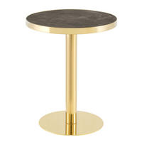 BARTISCH in Grau|Goldfarben Beistelltisch mit Marmoroptik-Tischplatte und Edelstahlgestell, B60/T60/H74cm - Goldfarben/Grau, Holzwerkstoff/Metall (59.5/59.5/73.5cm) - STILVORA