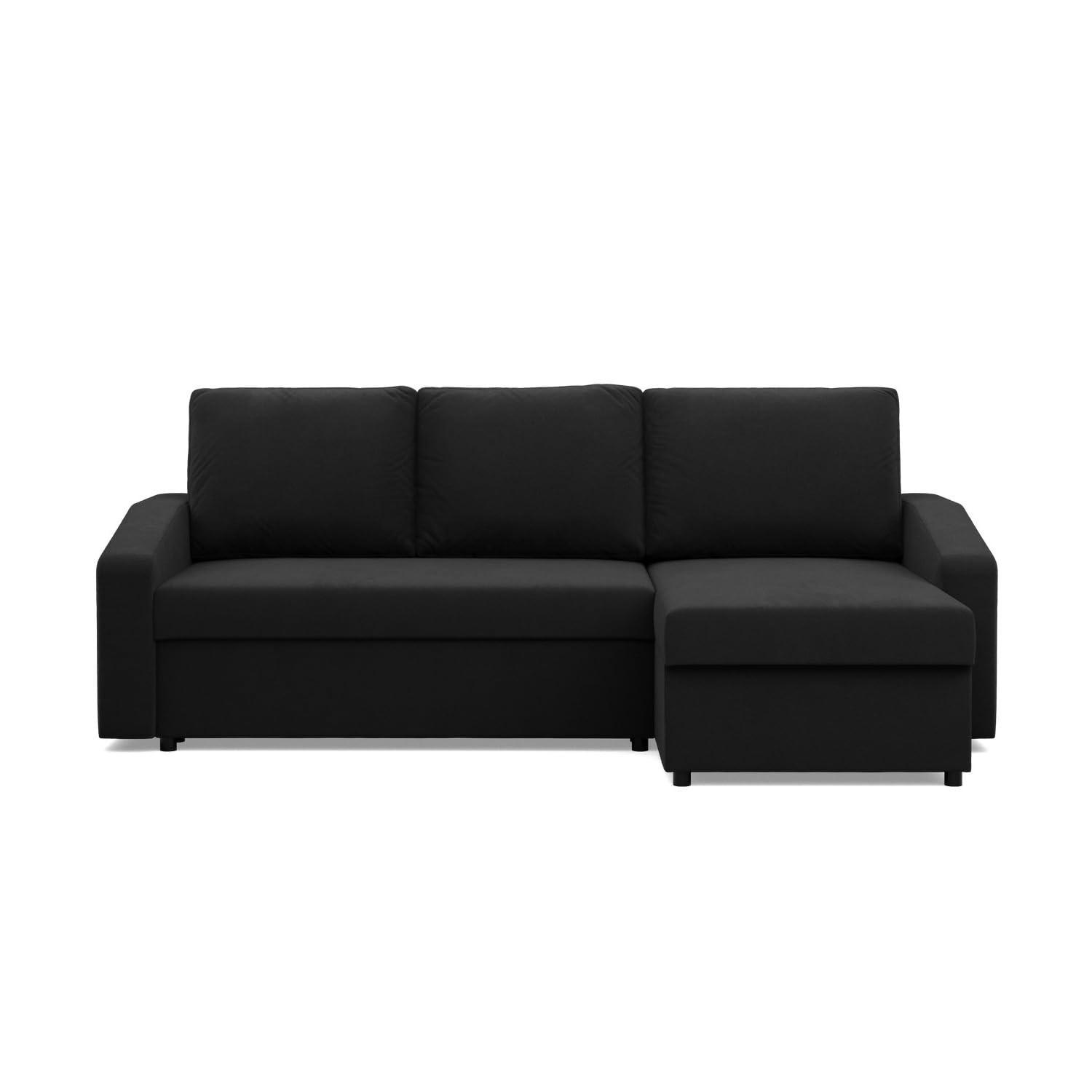 ECKSOFA MIT SCHLAFFUNKTION NEO, Schwarz - Schwarz, Textil (231/140cm) - Mebligo