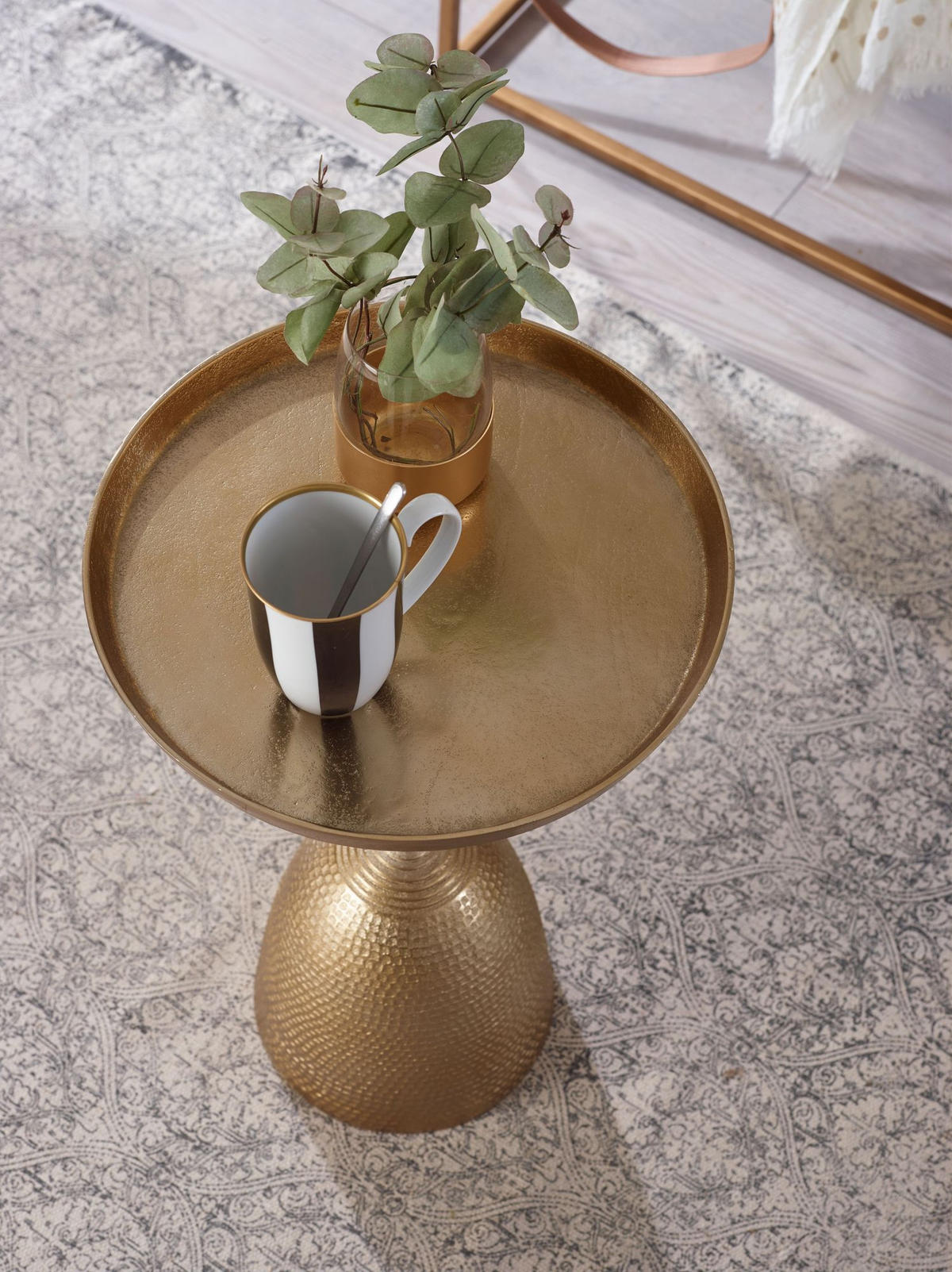 BEISTELLTISCH – Rund Mattgold Aluminium lackiert 33x33x53 cm - Goldfarben, Metall (33/33/53cm) - KADIMA DESIGN