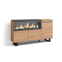 SIDEBOARD Highboard, Elektrokamin XXL, eiche, 158/35/87cm - Eichefarben, Holzwerkstoff (158/87/35cm) - Skraut Home