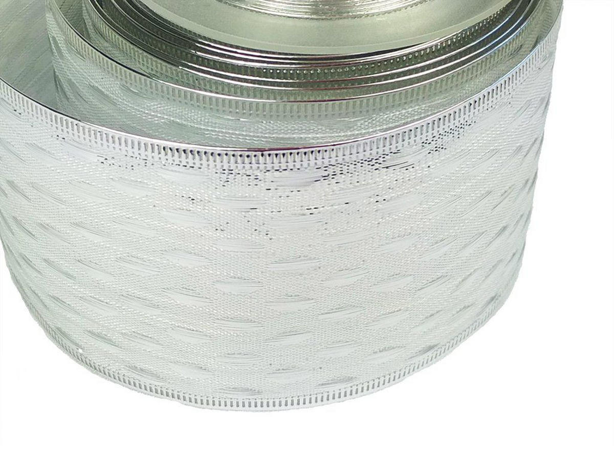 WEIHNACHTSDEKORATIONEN 3er-Set Dekoband silber mit glänzendem Muster 6 cm × 10 m - Silberfarben, Kunststoff (6/6/1000cm) - LAALU