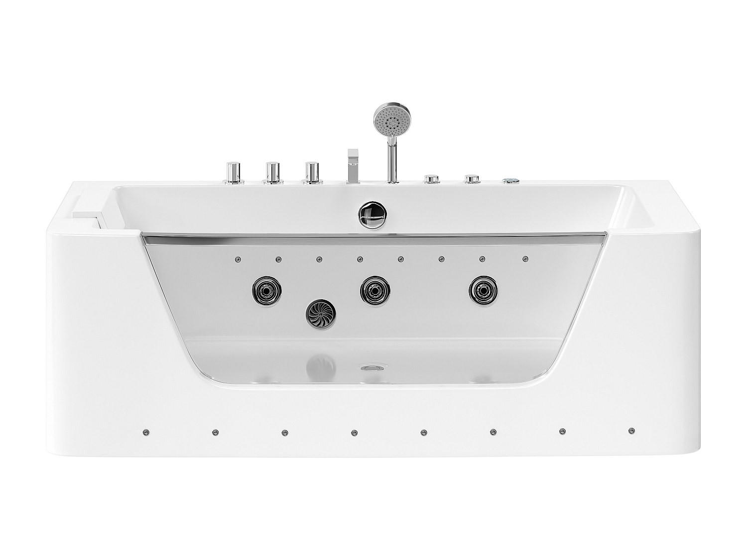 WHIRLPOOLBADEWANNE - 1 Person - Glas, Acryl - Weiß - - Weiß, Glas/Kunststoff (170/58/85cm) - Vente-Unique