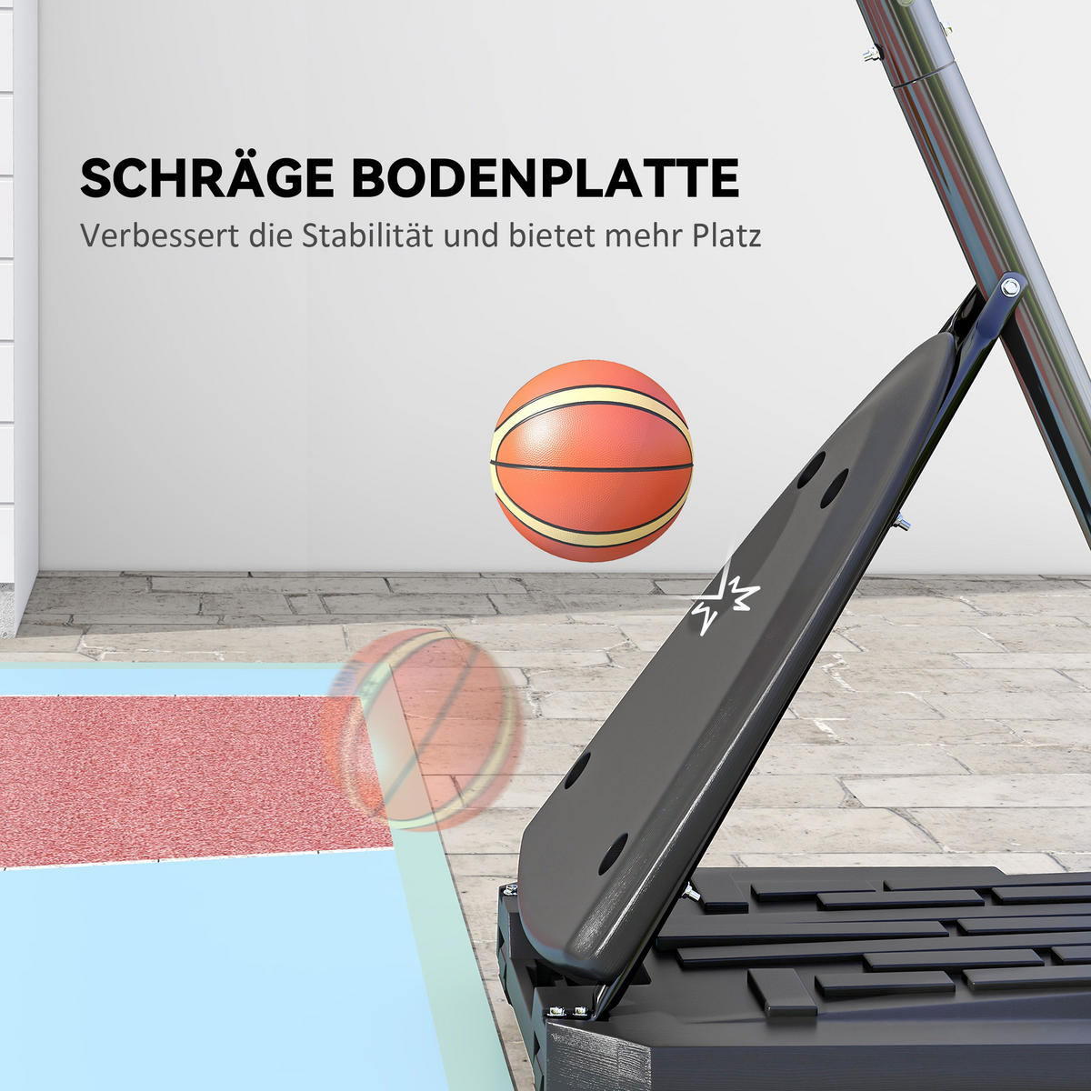 BASKETBALLSTÄNDER 236–293 cm Basketballkorb mit Ständer, Rollen Basketballanlage - Schwarz, Metall (70.5/111cm) - SPORTNOW