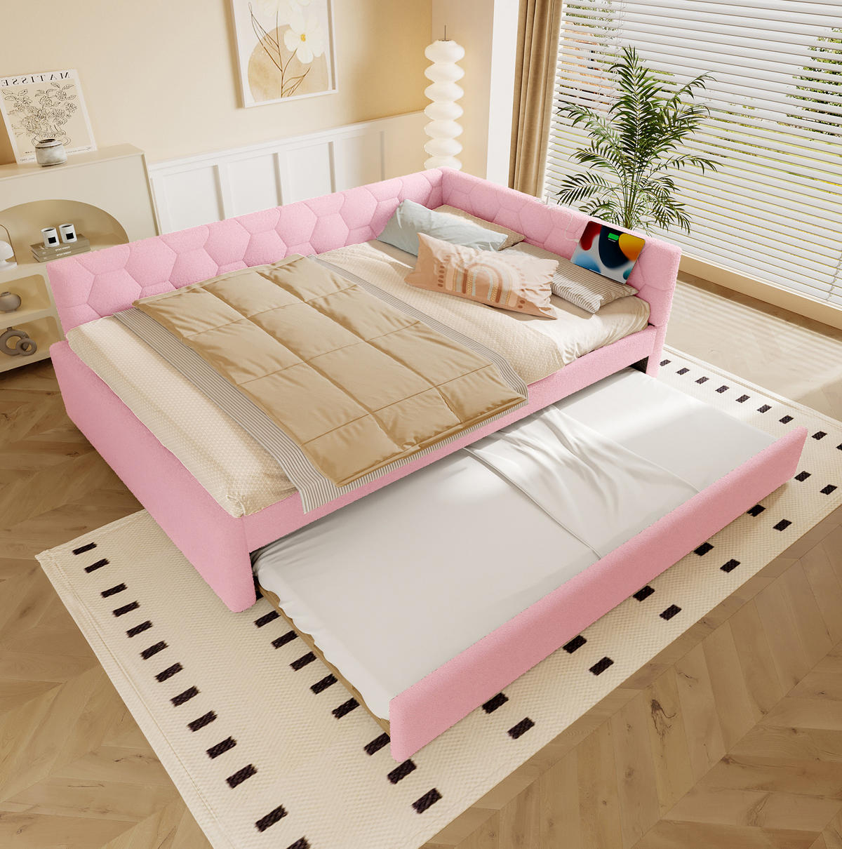 BETT 140/200 cm Pink aus Vliesimitat mit Bett - Pink, Textil (140/200cm) - OKMYHOME