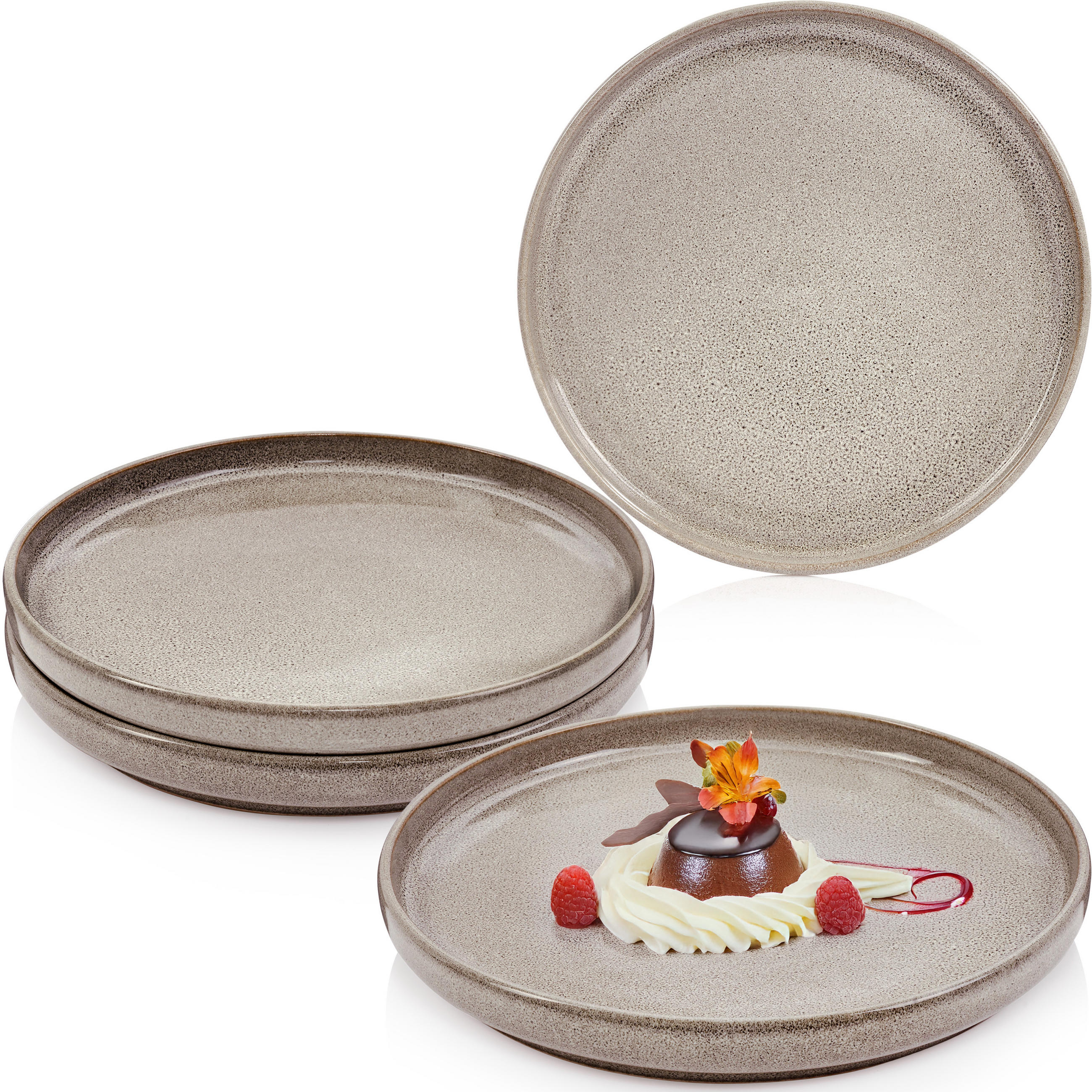DESSERTTELLER SET KAIRO CLAY - 4 teilig aus Steingut - Grau, Keramik (28cm) - Sänger