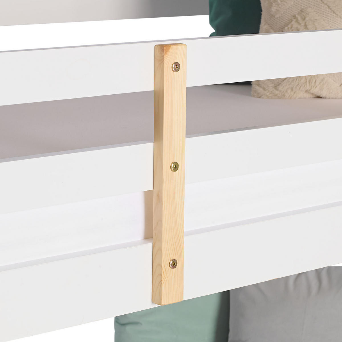 ETAGENBETT 90/200 cm Weiß Natur für 3 Kinder - Weiß, Holz (90/200cm) - Homestyle4u