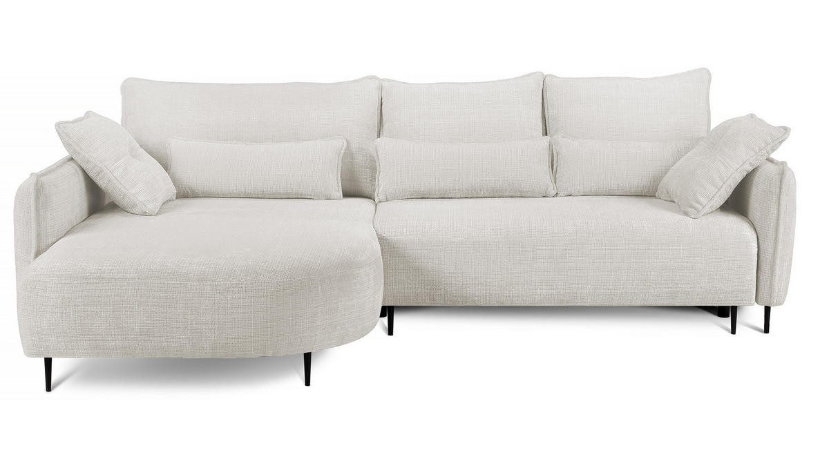 ECKSOFA Oblivio Cremeweiß Chenille - Creme/Schwarz, Textil/Metall (285/200cm) - Selsey