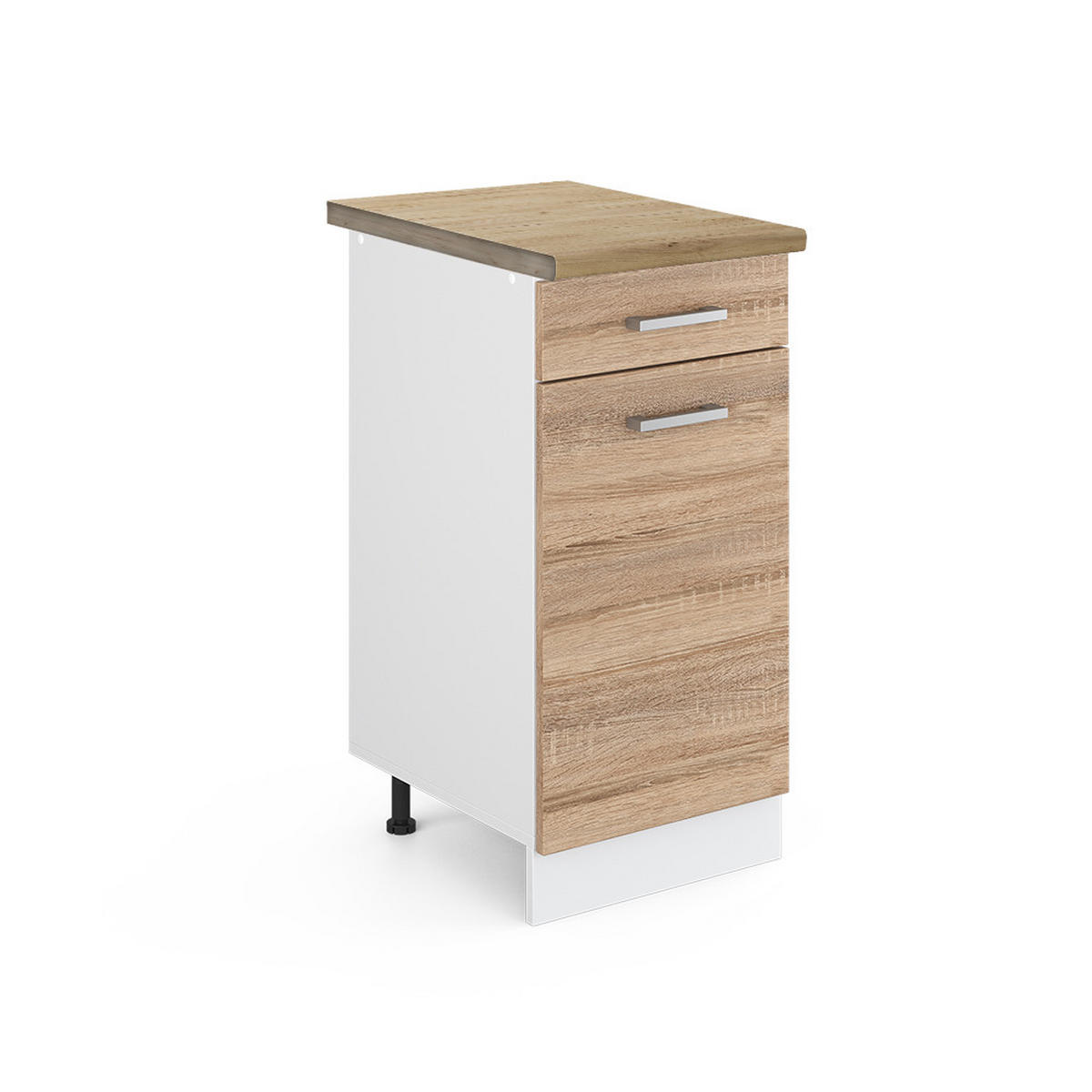 KÜCHENUNTERSCHRANK R-Line Sonoma 40 cm, AP Eiche - Weiß/Sonoma Eiche, Holzwerkstoff (40/81.6/60cm) - Vicco