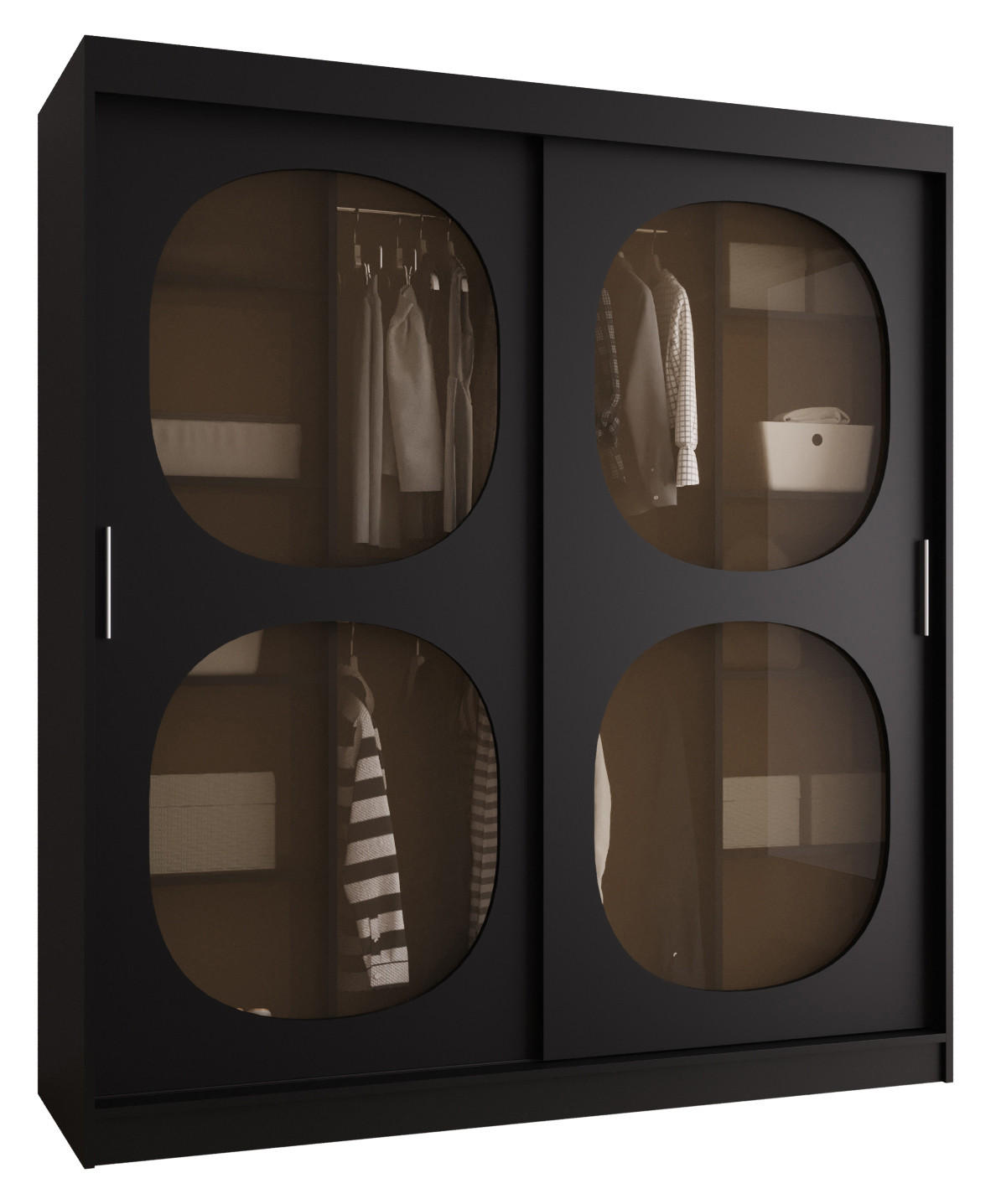 Abiks Möbel Schwebetürenschrank Schwarz 180x200x62 cm