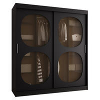 SCHWEBETÜRENSCHRANK 200/180/62 2-türig - Schwarz, Holz (180/200/62cm) - Abiks Möbel