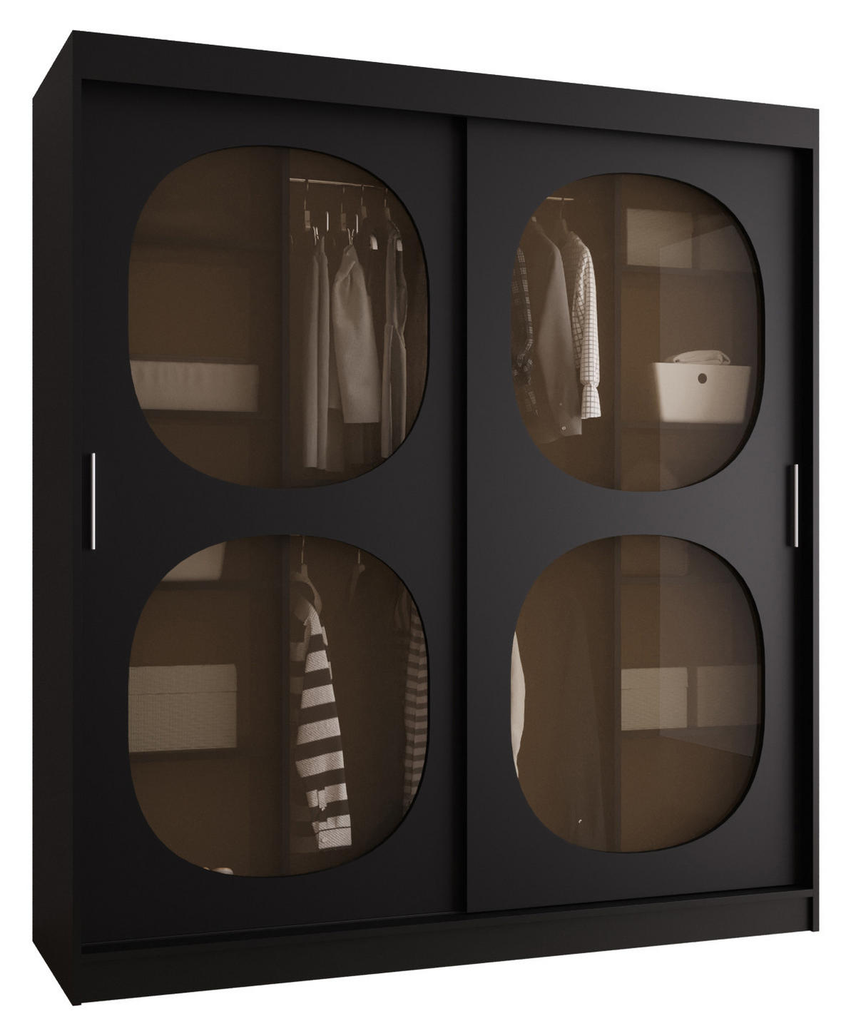 SCHWEBETÜRENSCHRANK 200/180/62 2-türig - Schwarz, Holz (180/200/62cm) - Abiks Möbel
