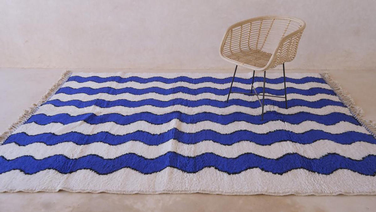 BERBERTEPPICH aus Marokko modern aus Wolle blau - Blau, Naturmaterialien (200/293cm) - AFK Living