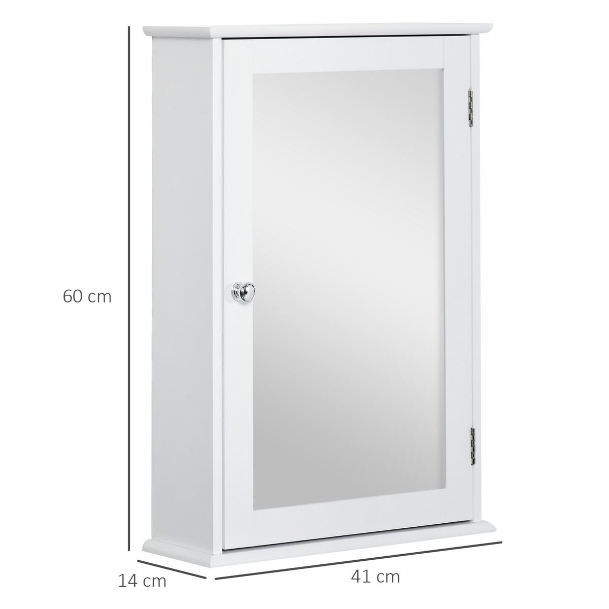 SPIEGELSCHRANK DE-15117 1 Tür mit 2 Einlegeböden Weiß - Weiß, Holzwerkstoff (41/60/14cm) - ComfortXL