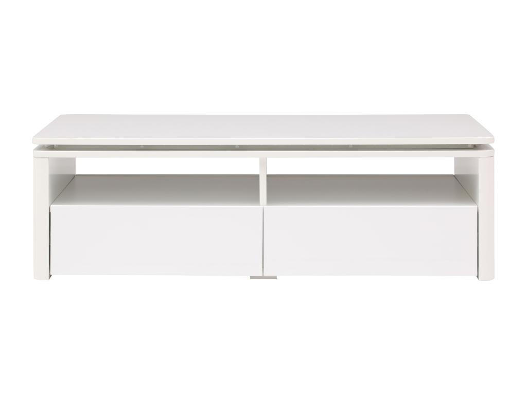 COUCHTISCH mit 2 Schubladen & 2 Ablagefächern - Mit LED-Beleuchtung - Weiß - SYLPIA - Weiß, Holz (110/60/34cm) - Vente-Unique