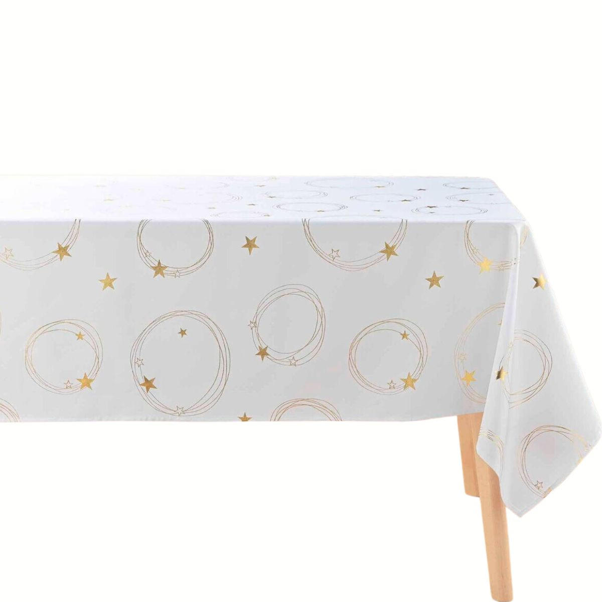 TISCHDECKE Goldenes Sternmotiv - Weiß, Textil (150cm) - Douceur d´intérieur