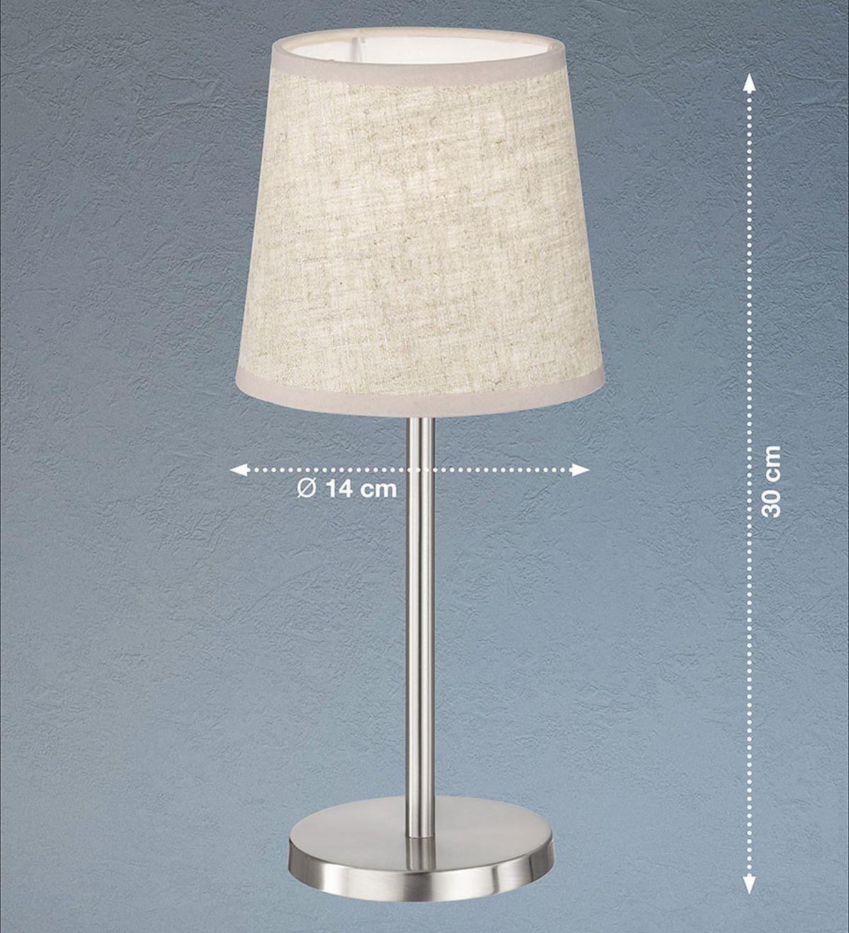 TISCHLEUCHTE Metall sandfarben matt - Silberfarben, Metall (14/14/30cm)