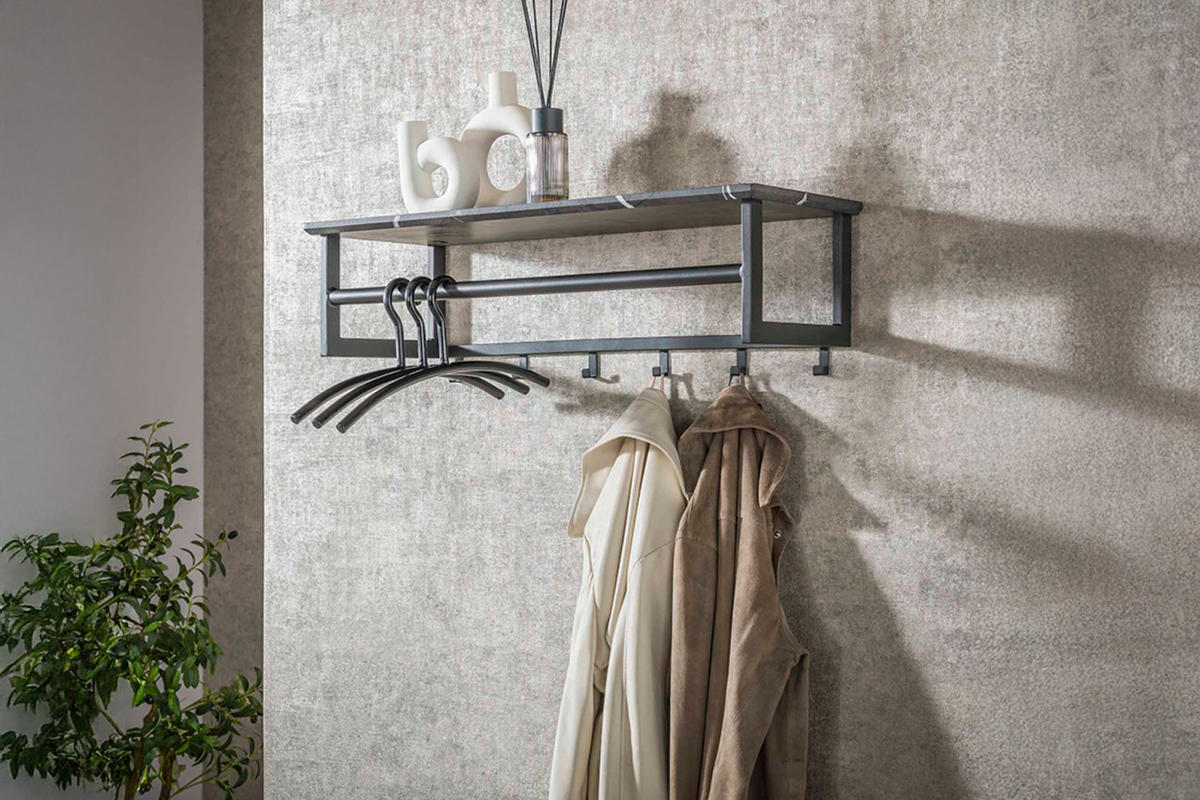 GARDEROBE SESTA Grau Kunststoff - Grau, Kunststoff (80/24/30cm) - KAWOLA