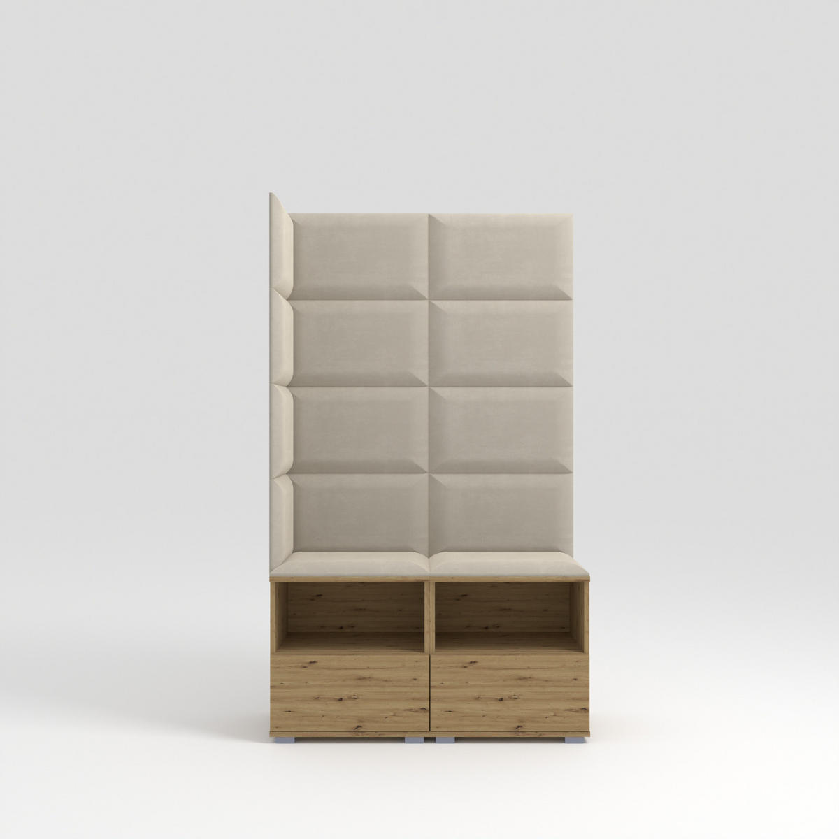 GARDEROBEN-SET Nela V mit gepolsterten Paneelen 100/174/40 - Silberfarben/Creme, Holzwerkstoff/Kunststoff (100/174/40cm)