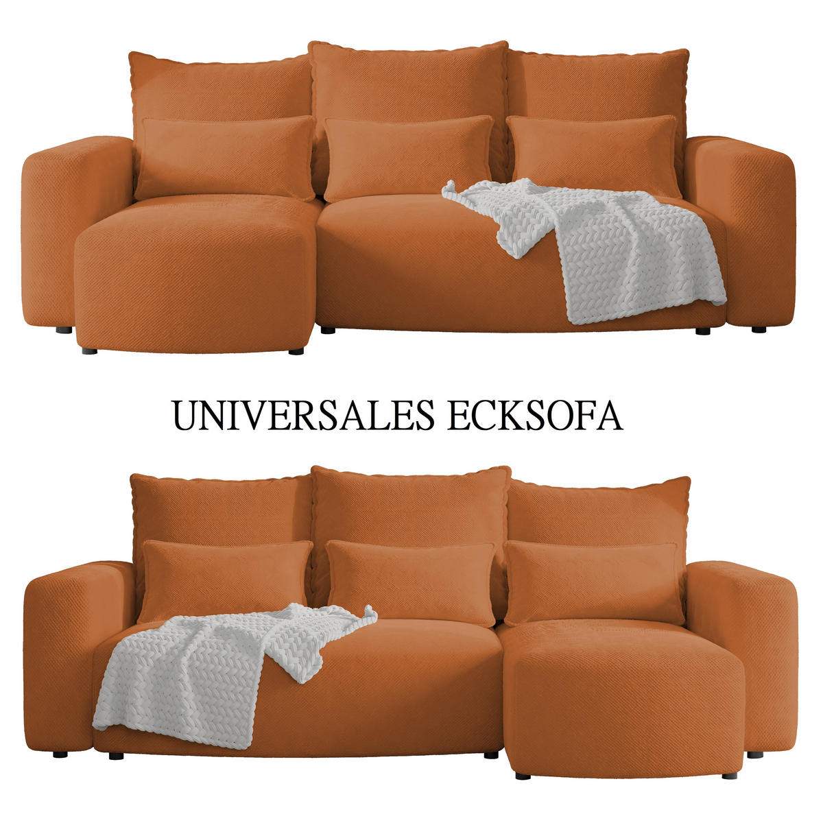 ECKSOFA Travis mit Bettkasten und Schlaffunktion, L-Form, Cord, Universal - Rostfarben, Holzwerkstoff (248/148cm) - 4ALL HOME
