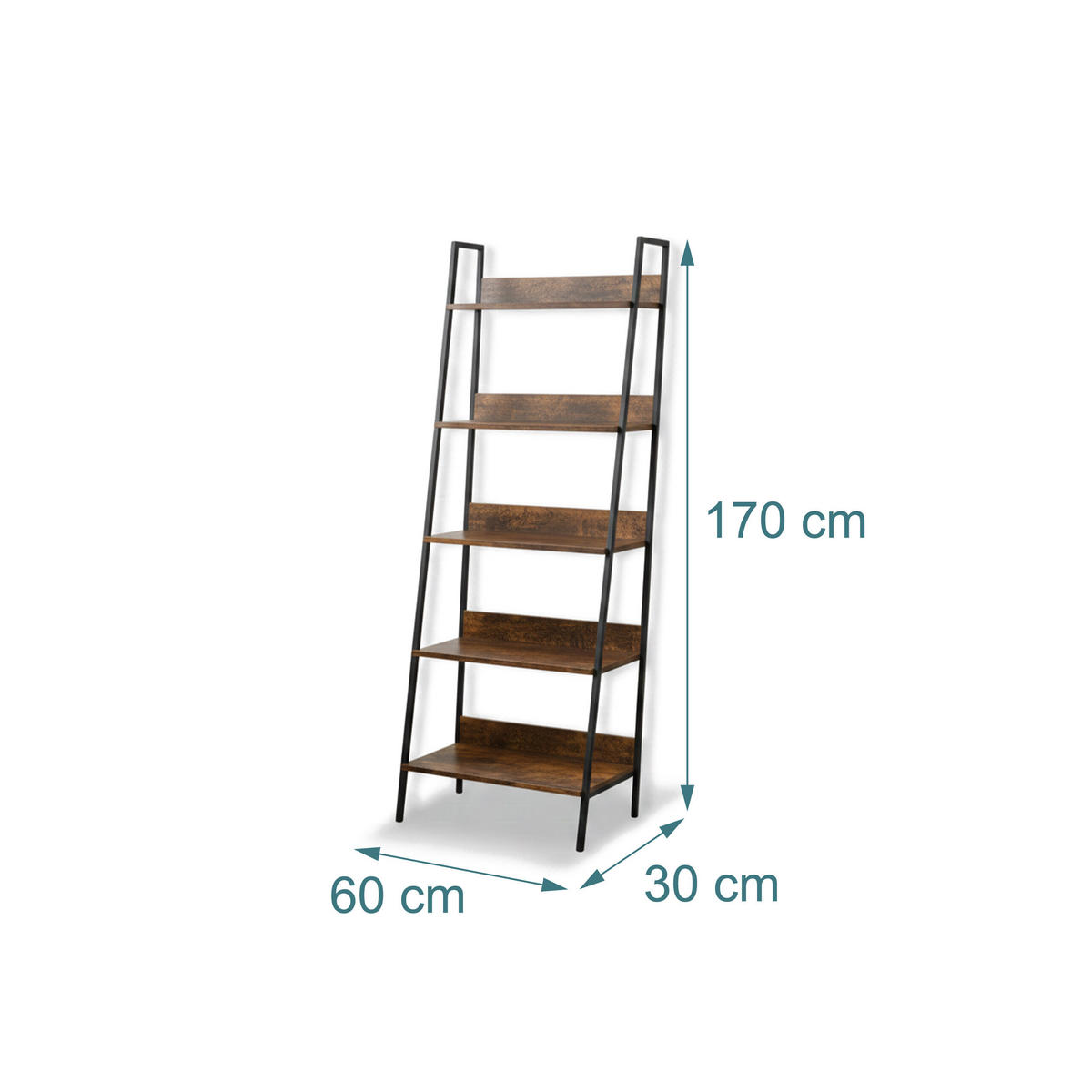 STANDREGAL - Dunkelbraun, Holzwerkstoff/Metall (60/170/30cm) - Relaxdays