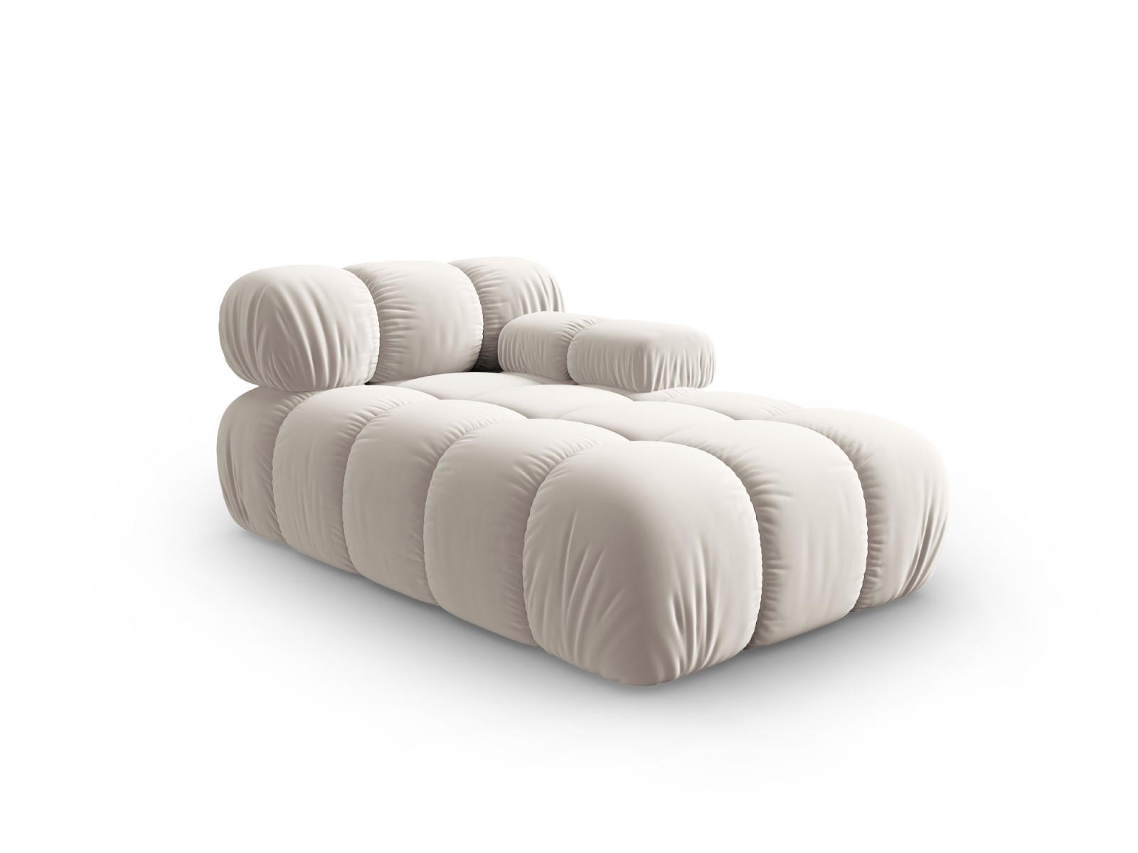 CHAISELONGUE rechts Bellis aus Samt leichtes beige - Creme, Textil (97/62/157cm) - Micadoni