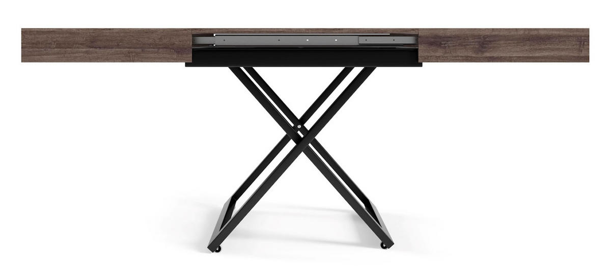 COUCH-/ESSTISCH Sanna U Sherman Eiche anthrazit 120 - 200 / 80 / 27 - 80cm - Anthrazit/Schwarz, Holz/Holzwerkstoff (80/120/27cm) - Feldmann-Wohnen
