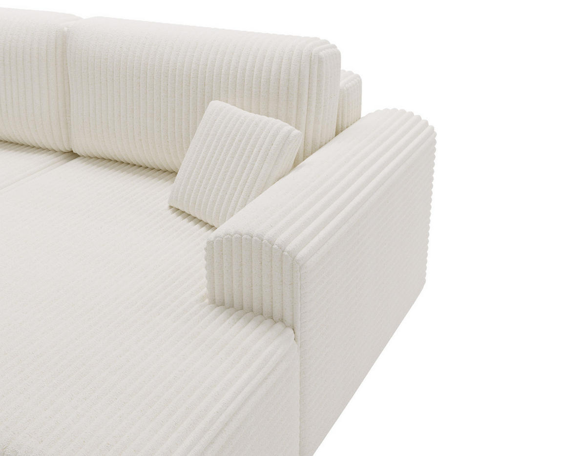 ECKSOFA Linea Weiß, Sofa mit Schlaffunktion, rechte seite - Weiß, Holzwerkstoff/Textil (257/177cm) - Bettso