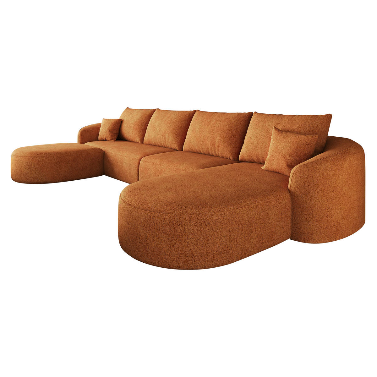 WOHNLANDSCHAFT Rechts, 3-Sitzer U-Form 336 cm ohne Montage, DE-34817, Orange - Orange, Textil (336/85/168cm) - ComfortXL
