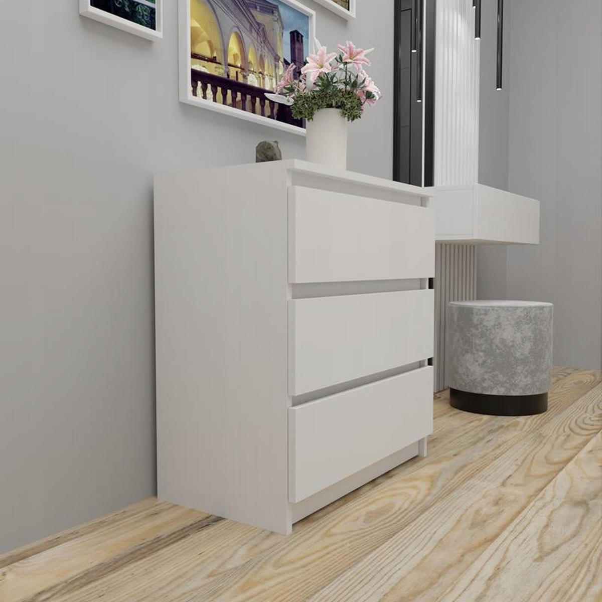 KOMMODE P3 EX3 Weiß 70/40/77 cm - Weiß, Holzwerkstoff (70/77/40cm) - Matkam Möbel