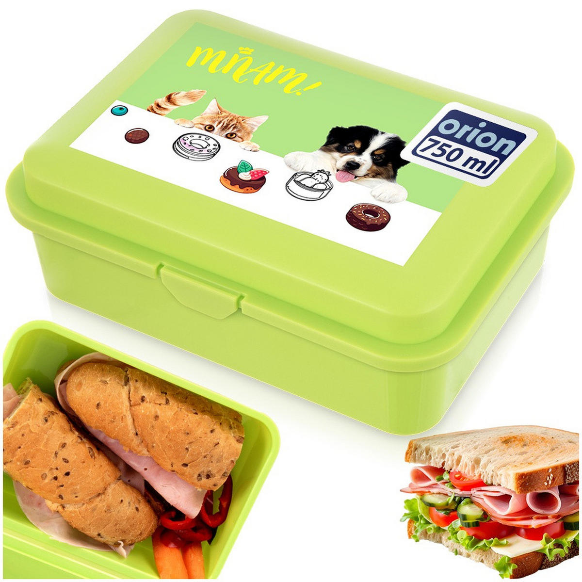 LUNCHBOX Green Dog Katzen 750 ml - Grün, Kunststoff (18/7/13cm) - Orion 