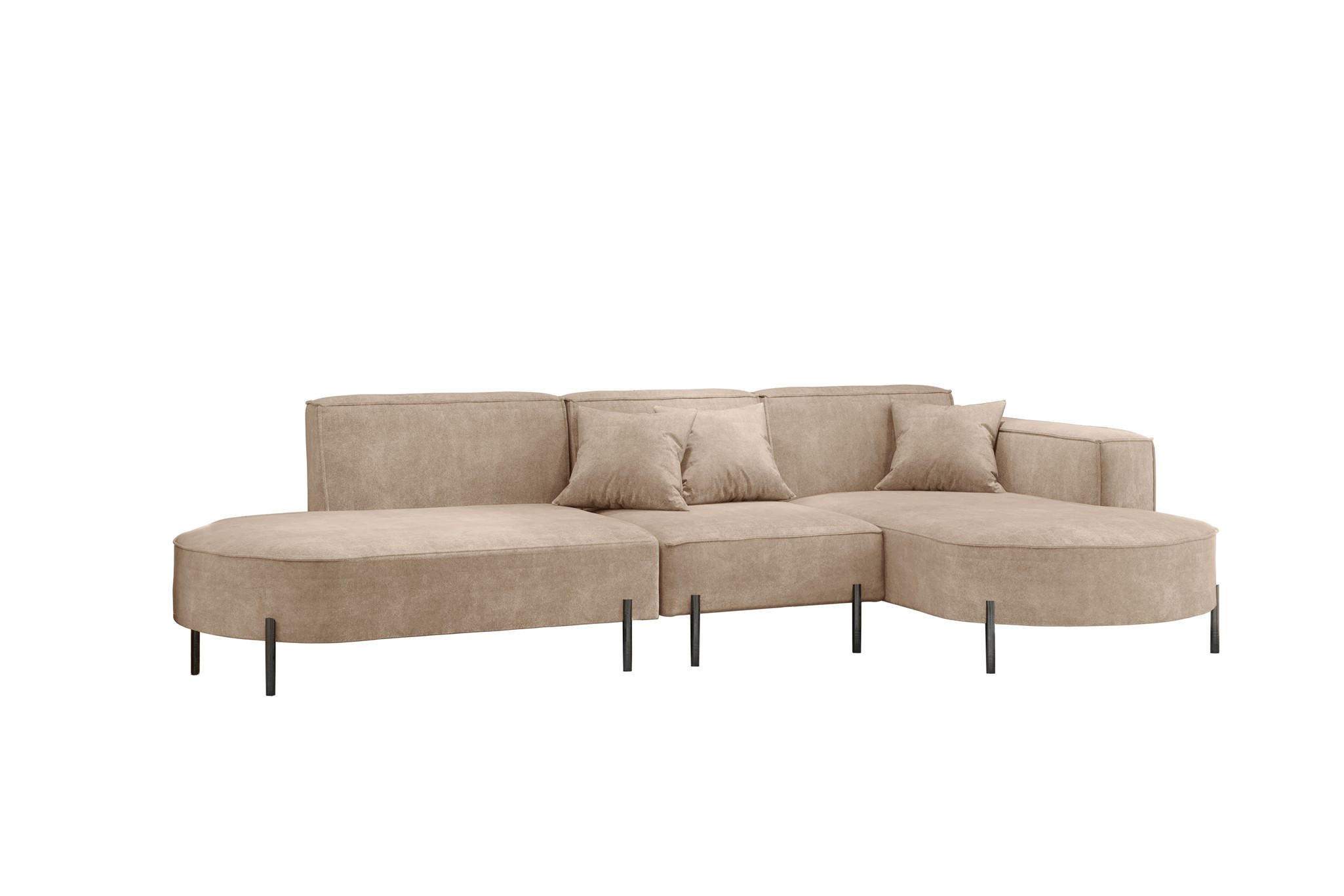 ECKSOFA Valencia - Beige, Holzwerkstoff/Textil (321/165cm) - Fun Möbel