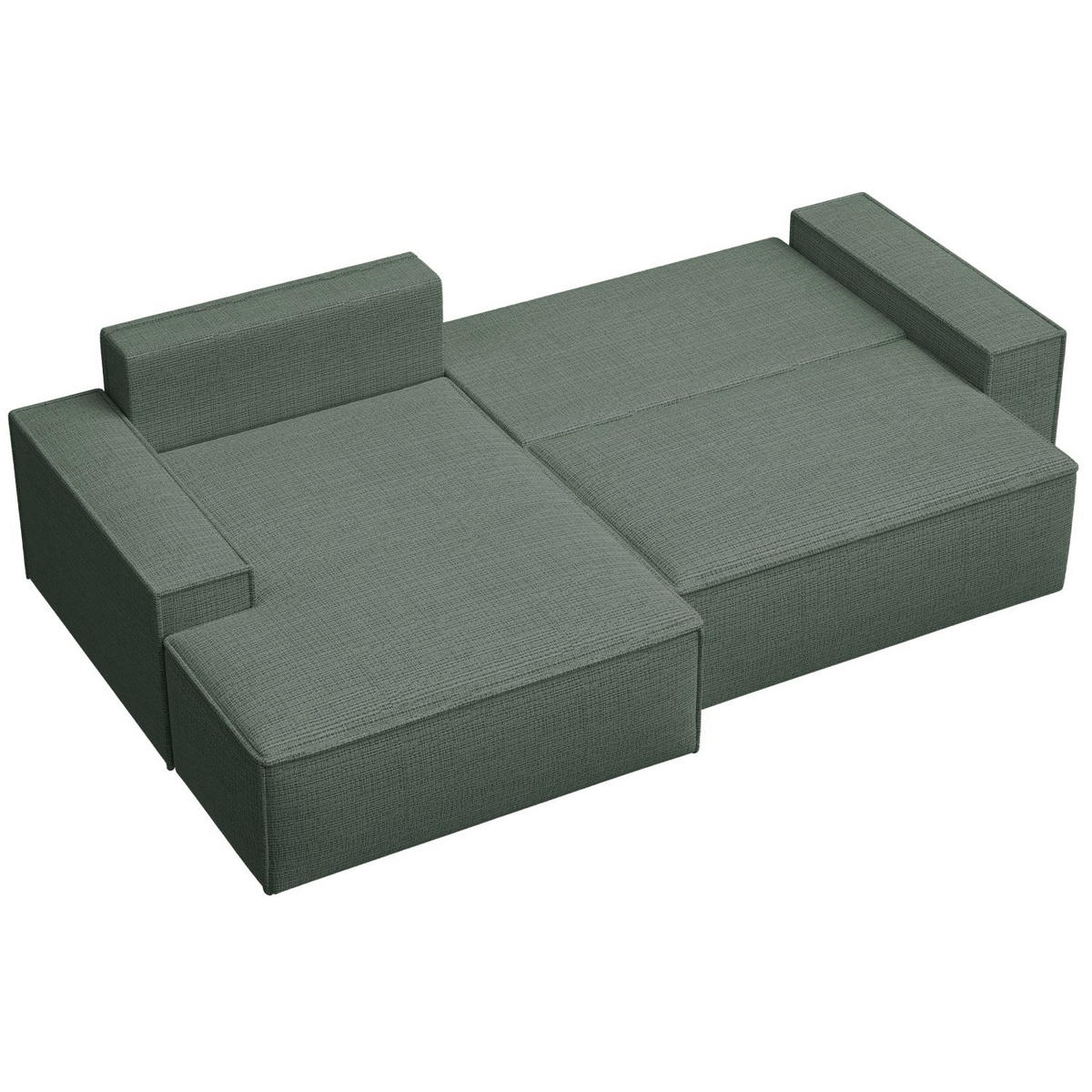 ECKSOFA Farese New Salbeigrün Chenille - Salbeigrün/Schwarz, Kunststoff/Textil (267/167cm) - Selsey