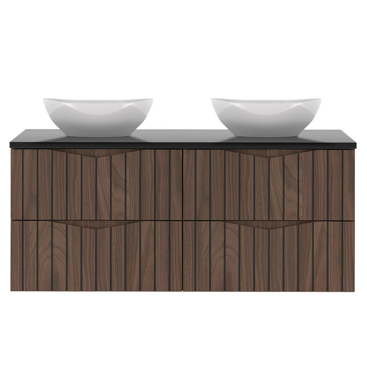 DOPPELWASCHTISCH 120.6cm Siena Holz und Schwarz - Schwarz, Holzwerkstoff (120.6/52.2/46.5cm) - Petits-meubles