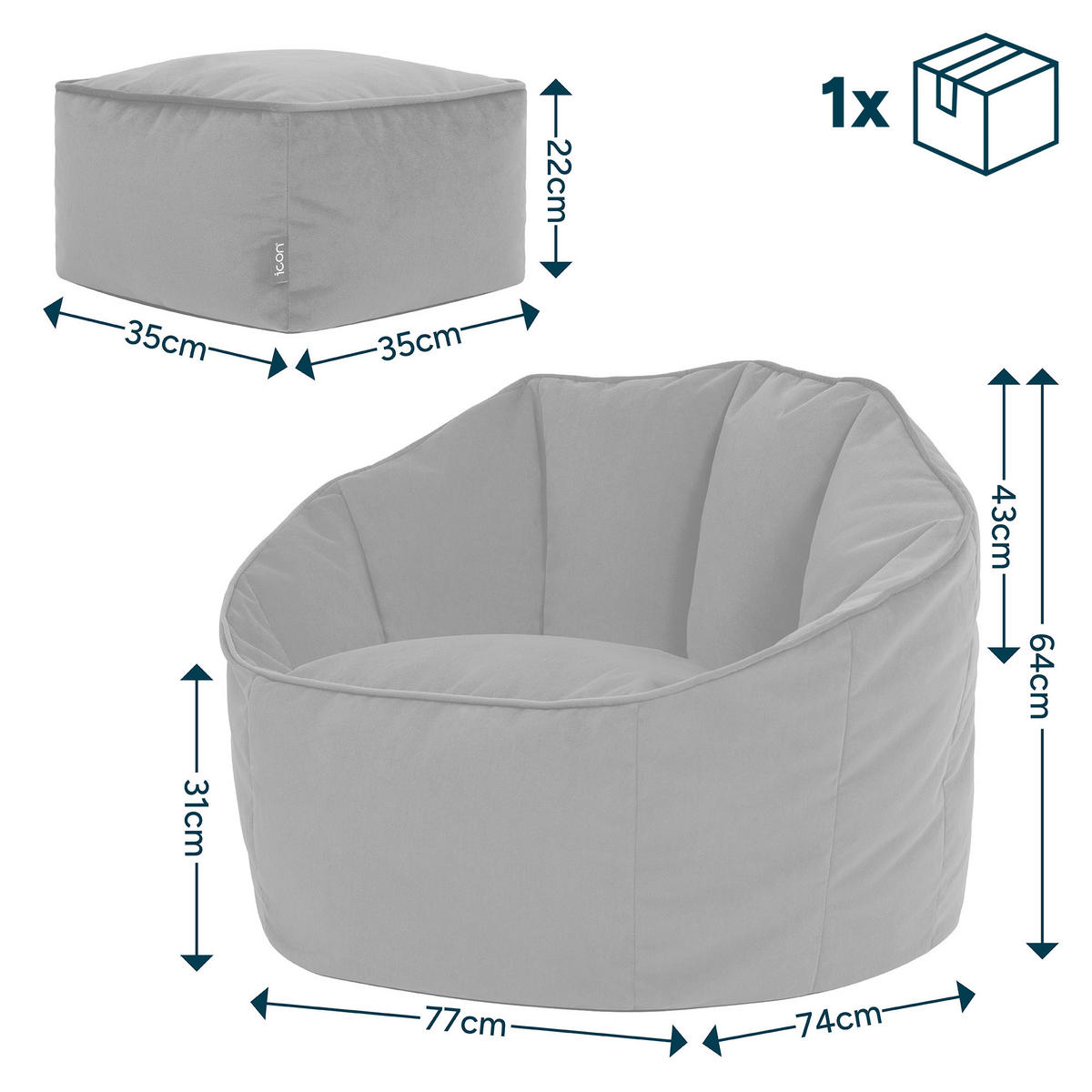 SITZSACK-SESSEL Sirena mit Hocker - Pink, Textil (77/64/74cm) - icon