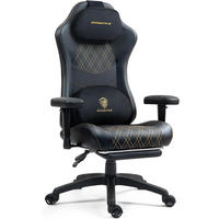 GAMING Stuhl &Massage-Wärmefunktion, atmungsaktivem Taschenfederkissen - Goldfarben, Leder (60/127/60cm)