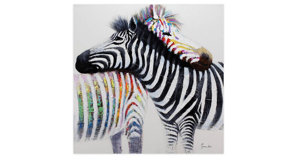 ACRYLBILD HANDGEMALT 80/80 cm - Multicolor/Schwarz, Holz/Textil (1.6/80cm) - KUNSTLOFT