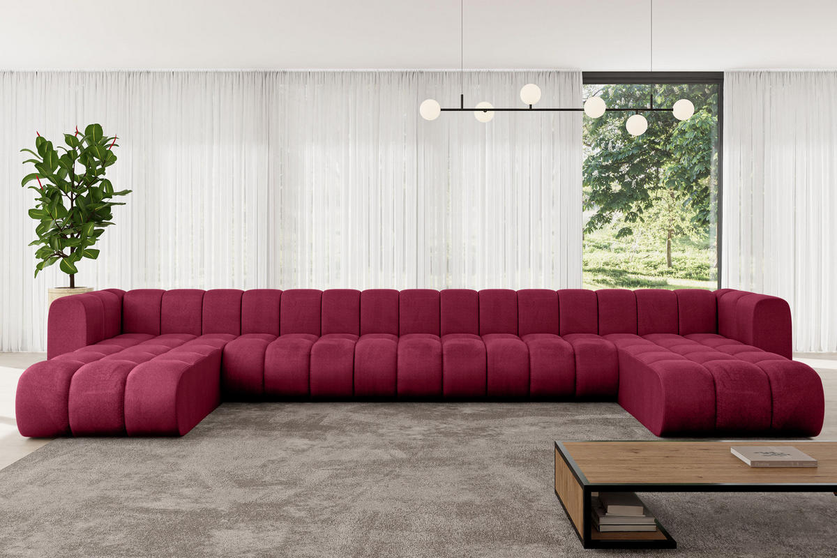WOHNLANDSCHAFT modulares Sofa Joren-U3 - 501x177x70 cm Bordeauxrot - Bordeaux, Holzwerkstoff/Textil (501/70/177cm) - ALTDECOR