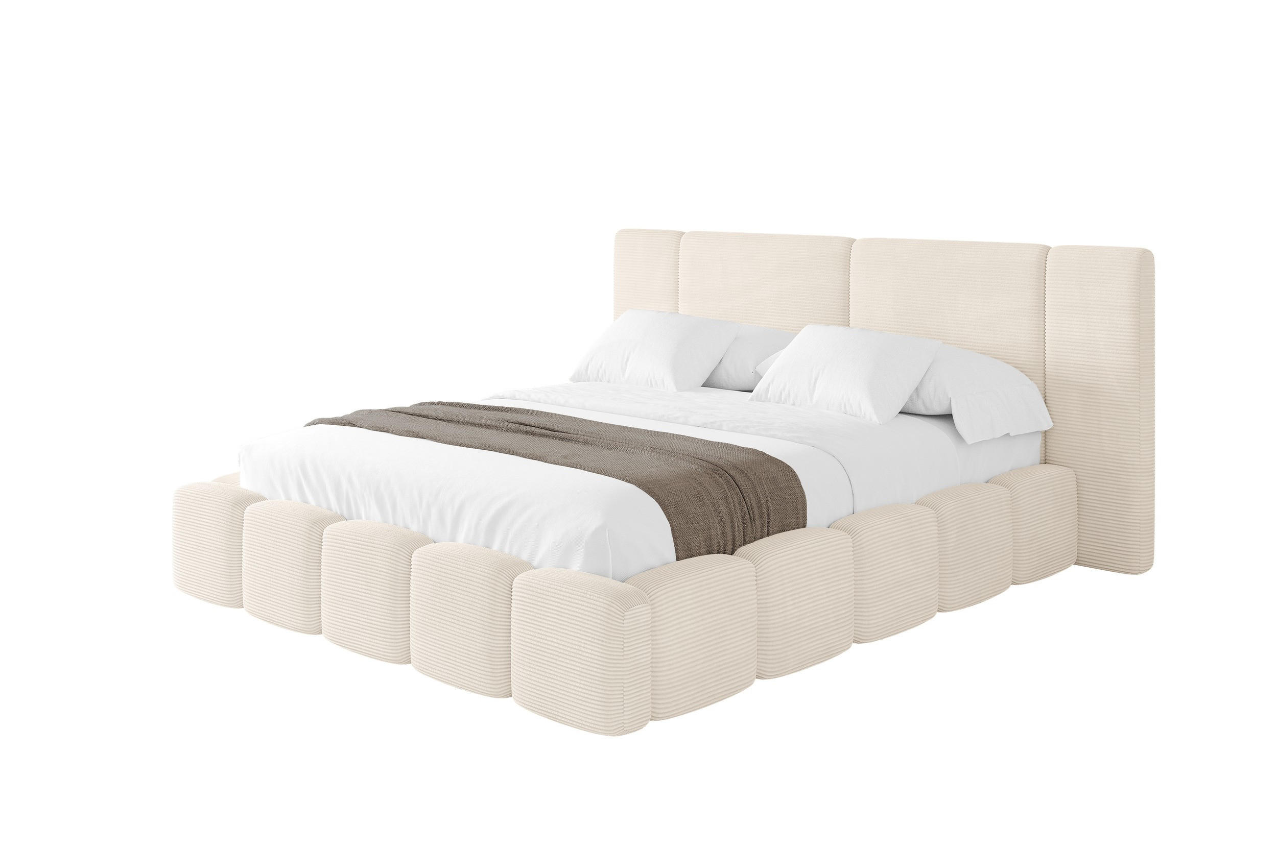 POLSTERBETT mit Bettkasten und Lattenrost, Boxbett ohne Matratze - NILO 160x200 Beige - Creme, Holzwerkstoff/Textil (160/200cm) - ALTDECOR