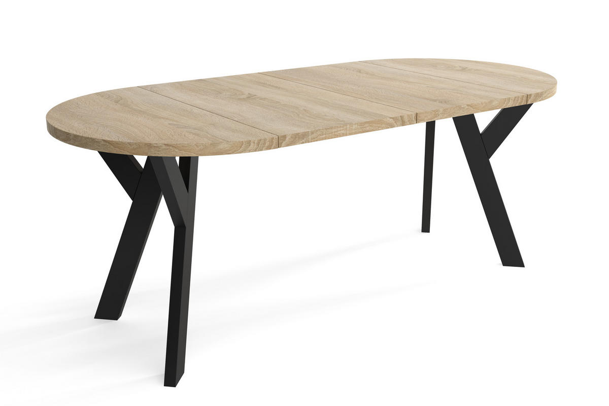 TISCH Schwarz Sonoma Eiche Ausziehbar Rund 90/190 cm - Multicolor/Schwarz, Holzwerkstoff (190/90/75cm) - Sepro Meble