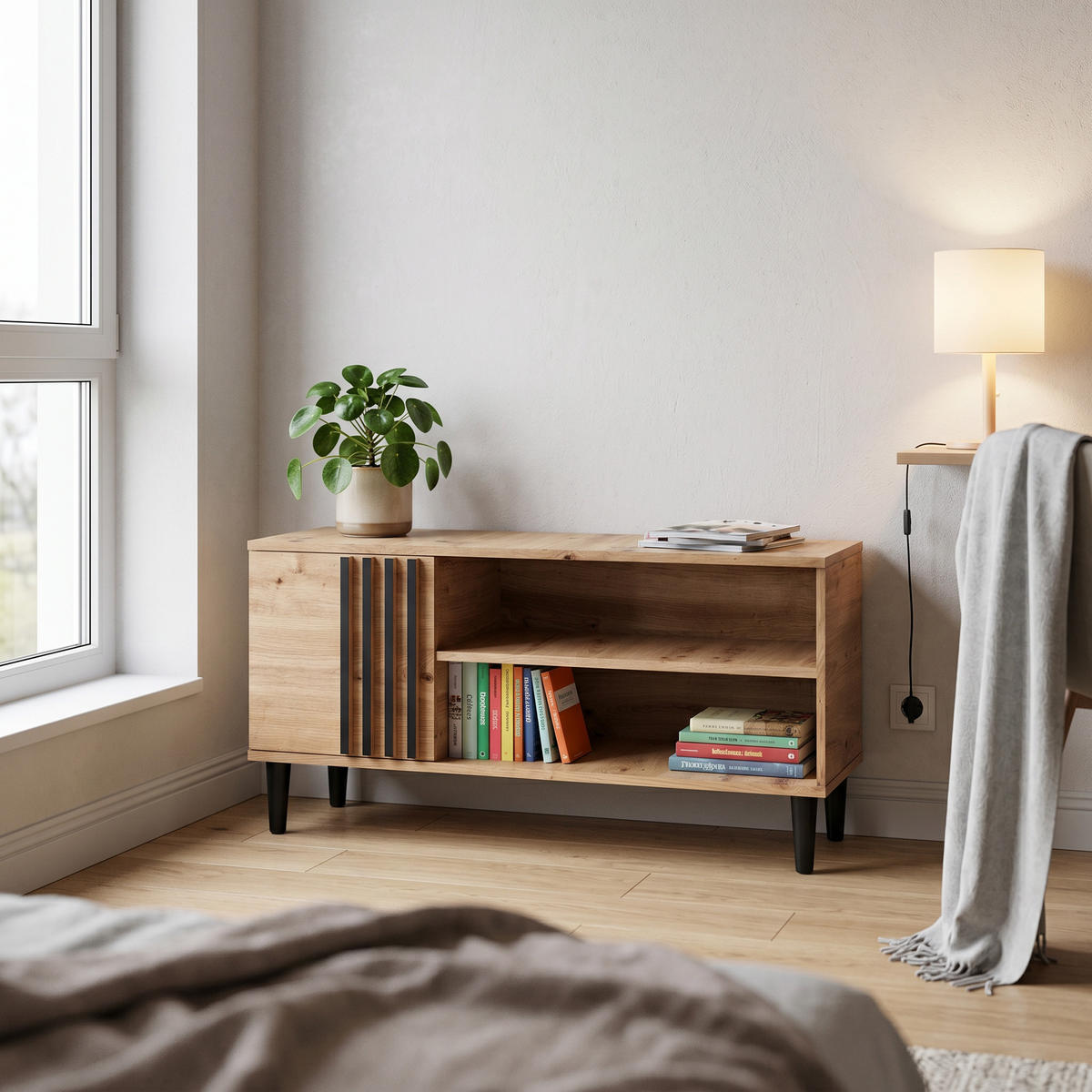LOWBOARD ARTIANO 120/54/40 cm, Eiche Artisan - Eiche Artisan, Holzwerkstoff (120/54/40cm) - MASSENO
