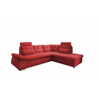 ECKSOFA mit Schlaffunktion, Bettkasten und verstellbarer Armlehne - Chromfarben/Rot, Textil (219/260cm) - ed exciting design
