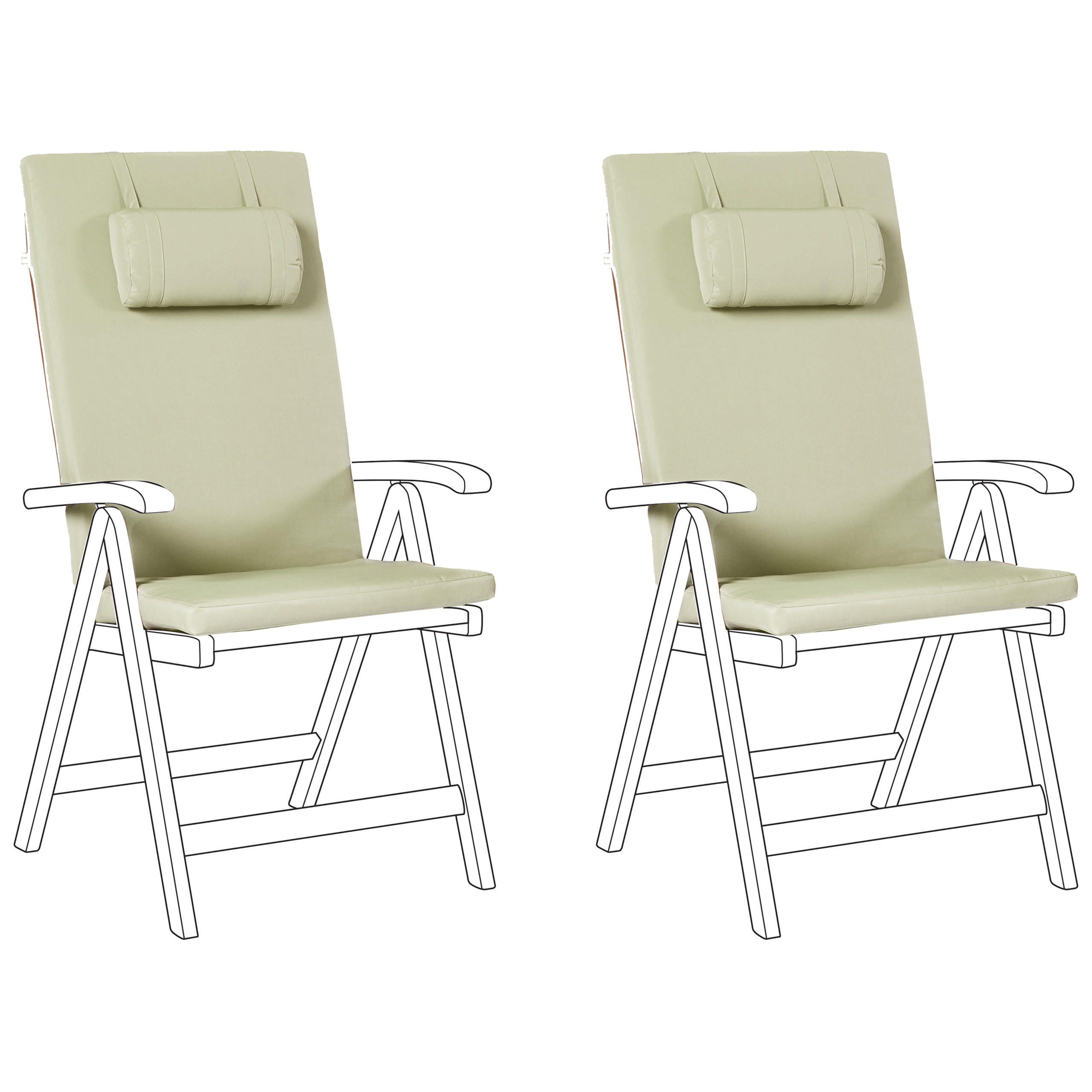 Sitzauflagen 2er-Set Grün 50/45 cm Java/Amantea Premium - Grün, Textil (71/71/50cm) - Beliani