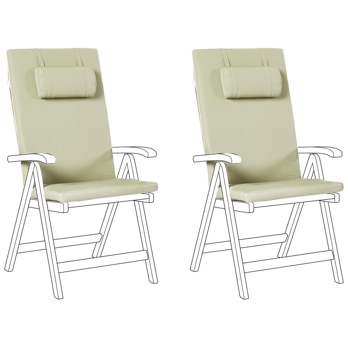 Sitzauflagen 2er-Set Grün 50/45 cm Java/Amantea Premium - Grün, Textil (71/71/50cm) - Beliani