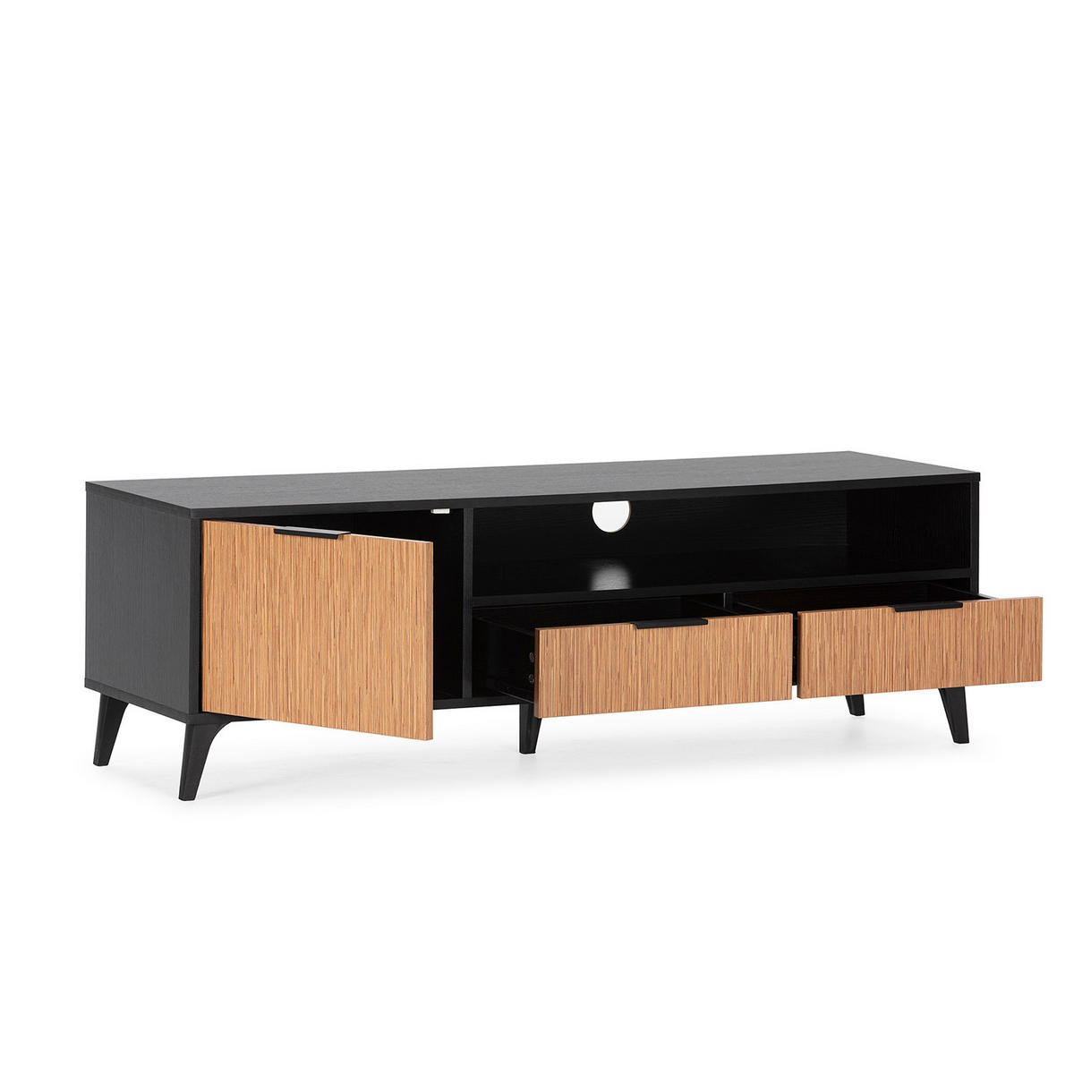 TV-ELEMENT Denis, Schwarz/Holzfarbe - Schwarz, Holzwerkstoff (136/44/40cm) - VS Venta-stock