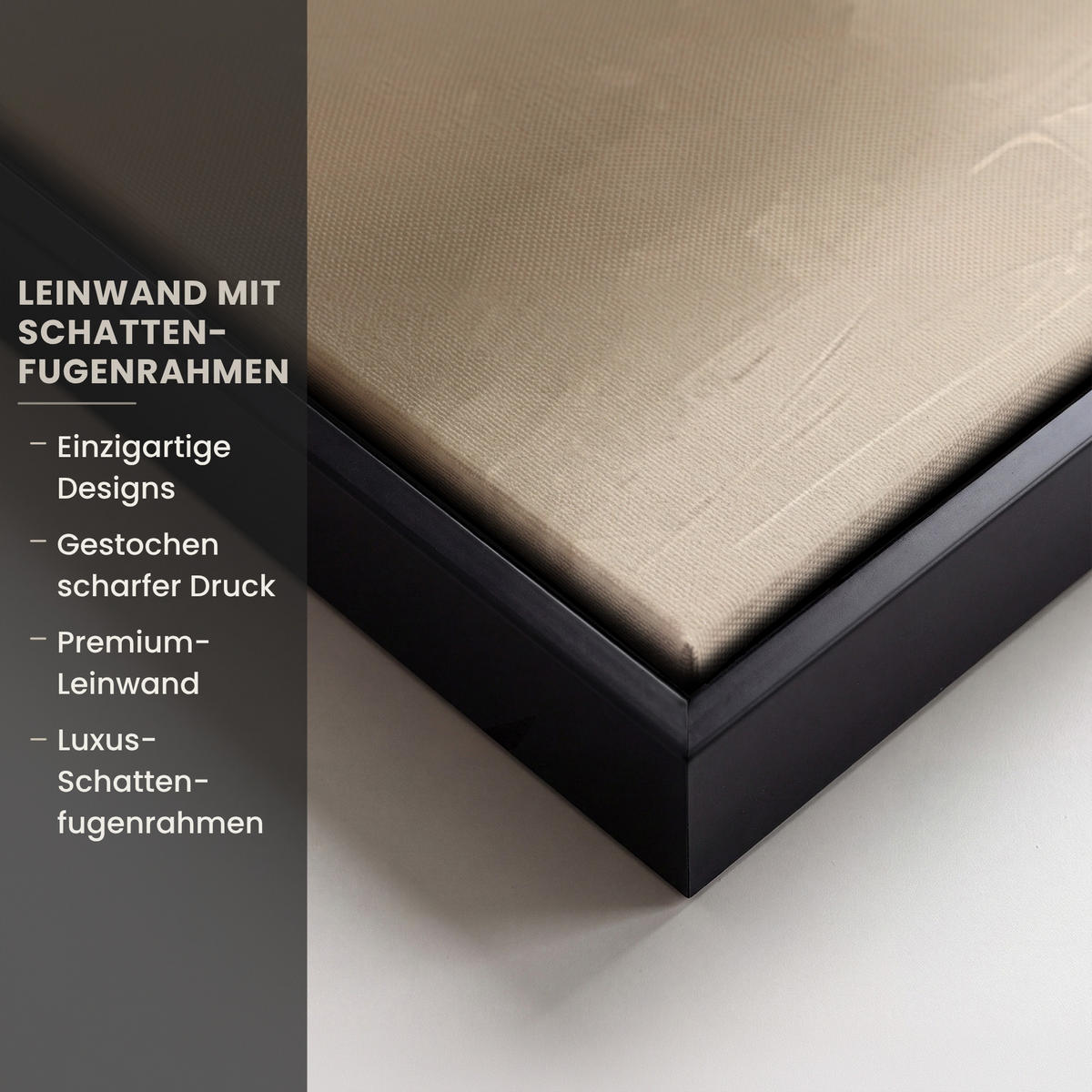 LEINWAND Bilder mit Rahmen - Weihnachten - Weihnachtsbaum - Schnee - Kunst - 90x90 - Champagner, Textil (90/90cm) - MuchoWow