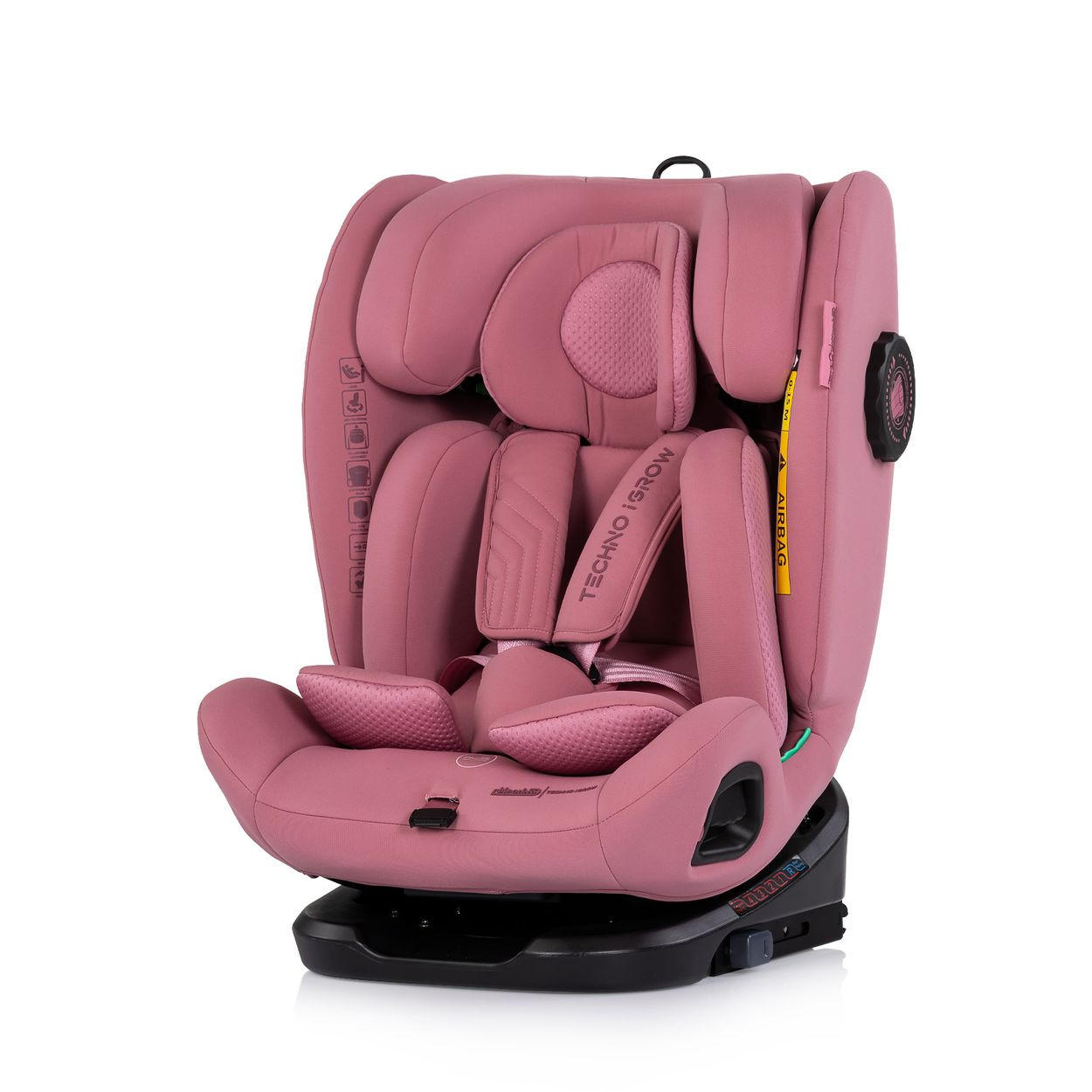 KINDERSITZ Techno iGROW i-Size rosa (40-150cm) Isofix Top Tether Kopfstütze - Rosa, Kunststoff (48/85/43cm) - Chipolino