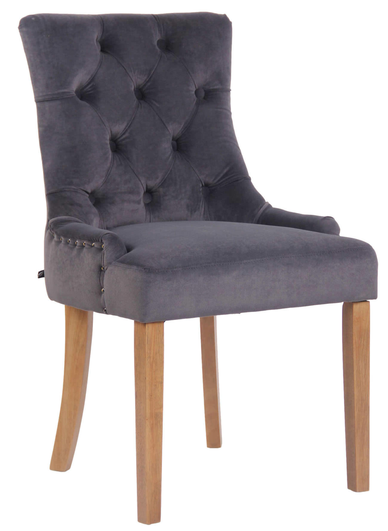 ESSZIMMERSTUHL Aboli Samt, antik-hell Dunkelgrau - Hellbraun/Dunkelgrau, Holz/Textil (55/92/58cm) - TPFLiving